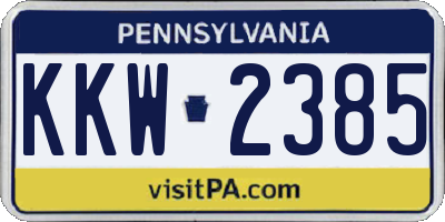 PA license plate KKW2385