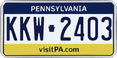 PA license plate KKW2403