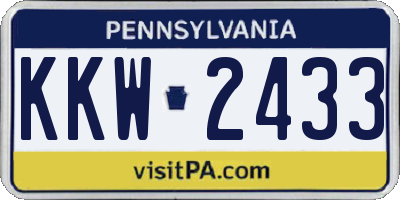 PA license plate KKW2433