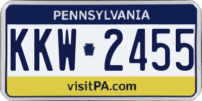 PA license plate KKW2455