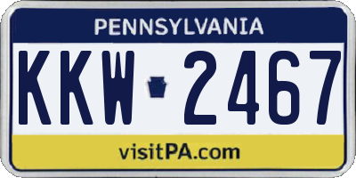 PA license plate KKW2467
