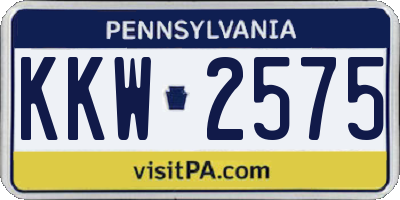 PA license plate KKW2575