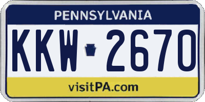 PA license plate KKW2670