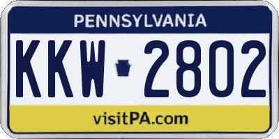 PA license plate KKW2802