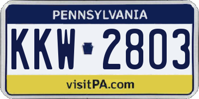 PA license plate KKW2803