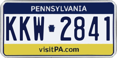 PA license plate KKW2841