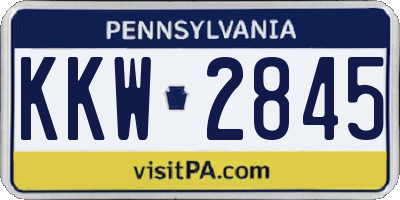PA license plate KKW2845