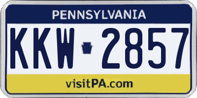 PA license plate KKW2857