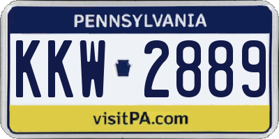PA license plate KKW2889