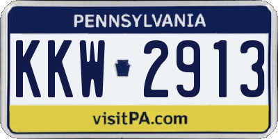 PA license plate KKW2913