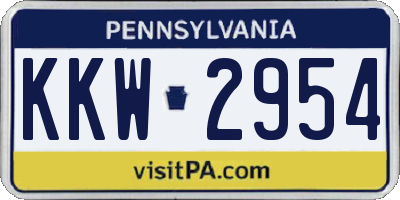 PA license plate KKW2954