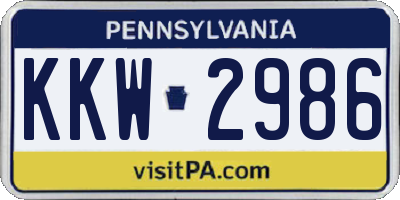PA license plate KKW2986