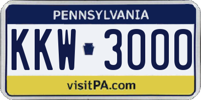 PA license plate KKW3000