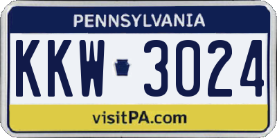 PA license plate KKW3024