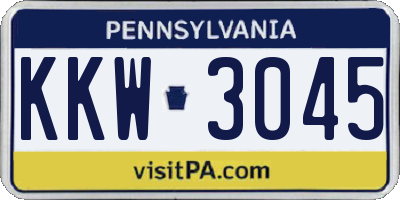PA license plate KKW3045
