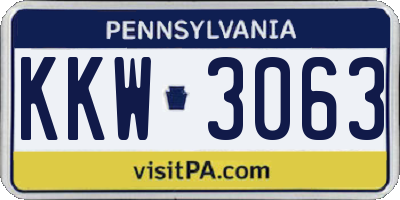 PA license plate KKW3063