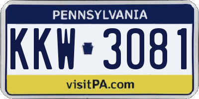 PA license plate KKW3081