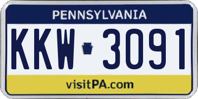 PA license plate KKW3091