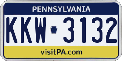 PA license plate KKW3132