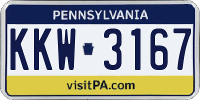 PA license plate KKW3167