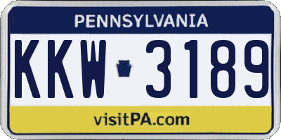 PA license plate KKW3189