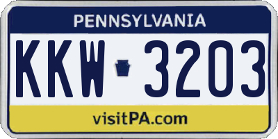 PA license plate KKW3203