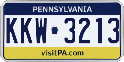 PA license plate KKW3213