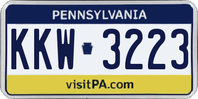 PA license plate KKW3223