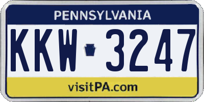 PA license plate KKW3247