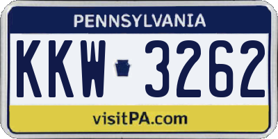PA license plate KKW3262