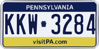 PA license plate KKW3284