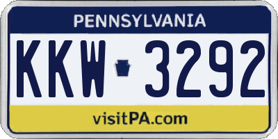 PA license plate KKW3292