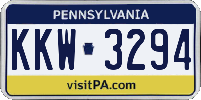 PA license plate KKW3294