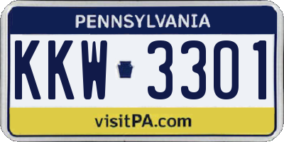 PA license plate KKW3301