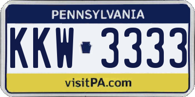 PA license plate KKW3333