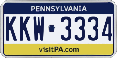 PA license plate KKW3334
