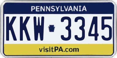 PA license plate KKW3345