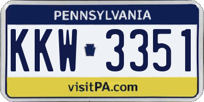 PA license plate KKW3351