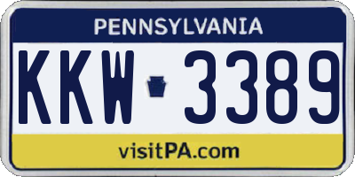 PA license plate KKW3389
