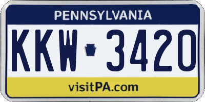 PA license plate KKW3420