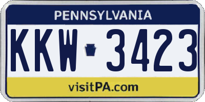 PA license plate KKW3423
