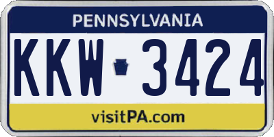 PA license plate KKW3424