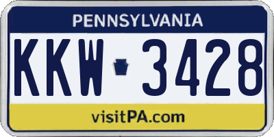 PA license plate KKW3428
