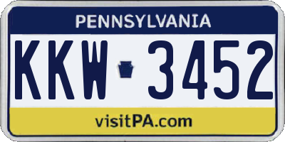 PA license plate KKW3452