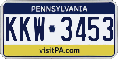 PA license plate KKW3453