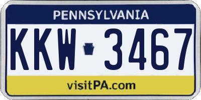 PA license plate KKW3467