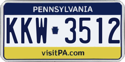 PA license plate KKW3512