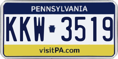 PA license plate KKW3519