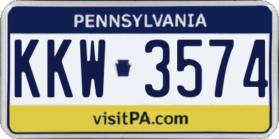 PA license plate KKW3574