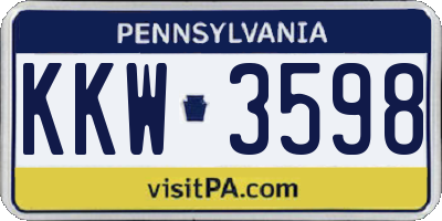 PA license plate KKW3598